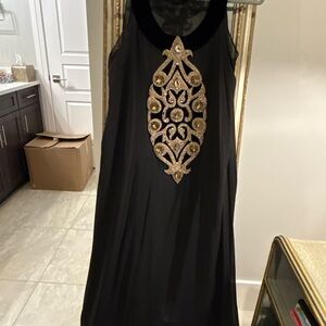 Elegant Black and Gold Embellished Dress